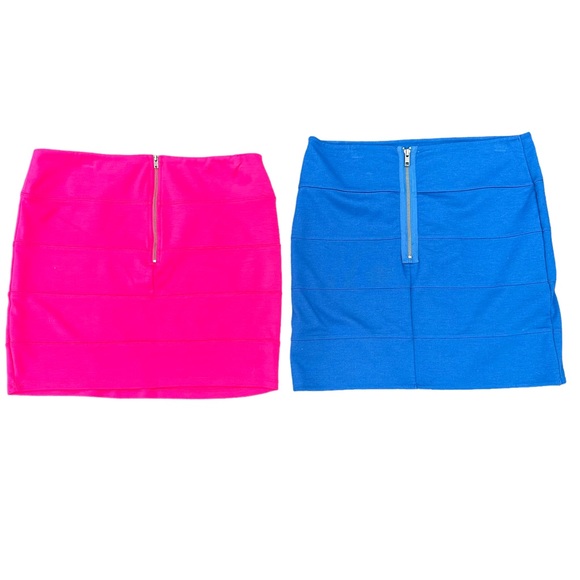 Trouvé Skirt Bundle Ribbed Stretch Short Zip Closure Pink Blue Large - Picture 5 of 11